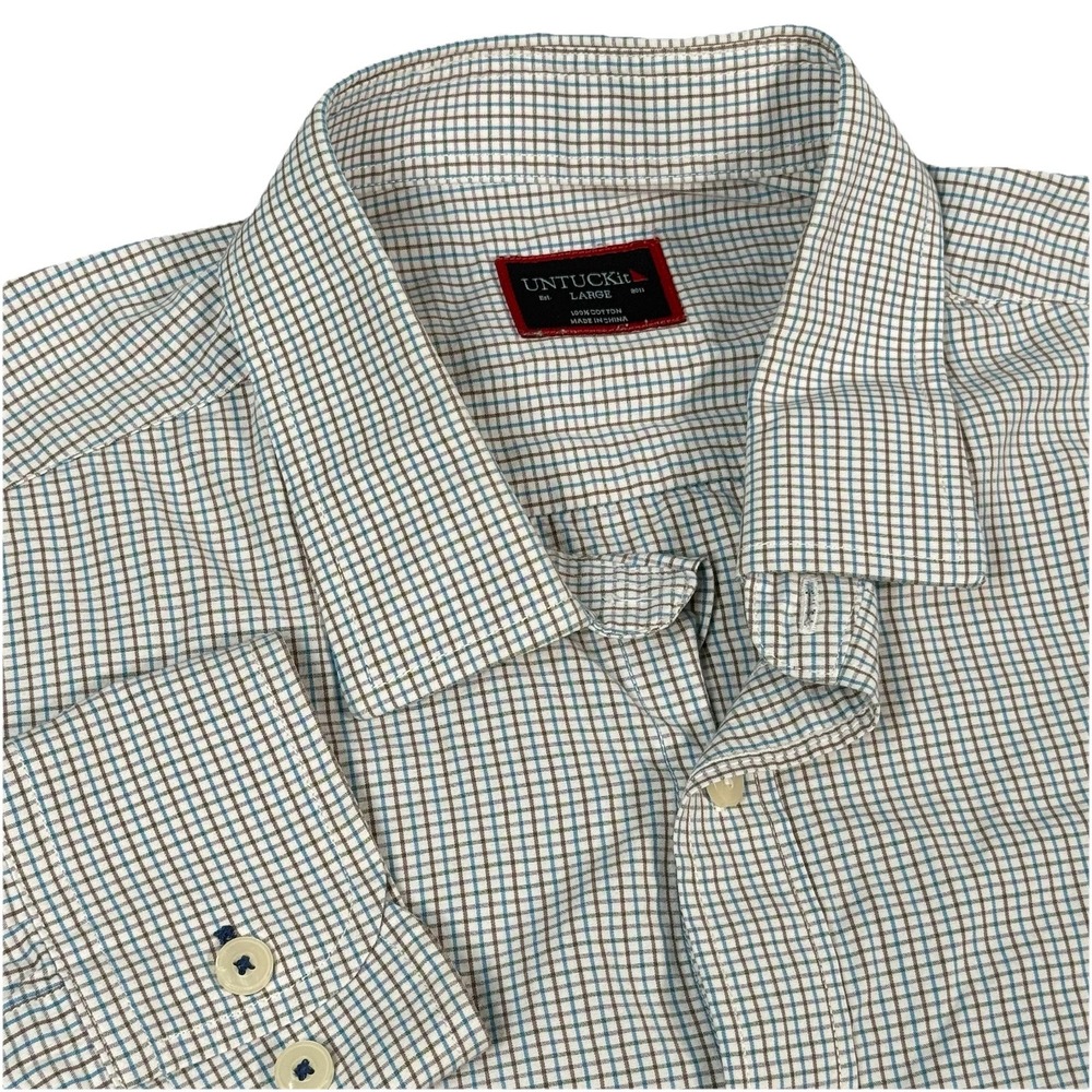 👔 UNTUCKit Shirt Mens Large Plaid Long Sleeve Casual Button Down Cotton Check